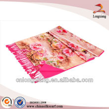 2013 Foral Digital Print Satin Silk Shawl